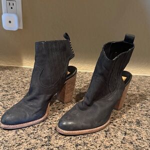 Dolce Vita Black Heeled Boots with Brown Sole